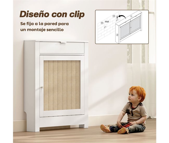 Cubre Radiadores Melamina de Madera, MDF HOMCOM Blanco