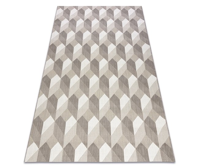 Alfombra de cuerda sisal FLAT Cubos 3D 200x290 Beige