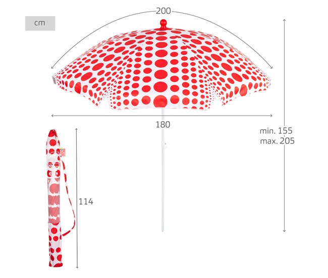 Aktive Sombrilla de playa 8 varillas inclinable Rojo
