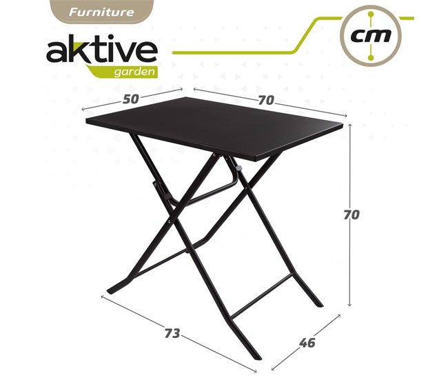 Mesa cuadrada plegable jardín Aktive Negro