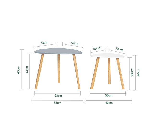 Set De 2 Mesas De Café Mesa Auxiliar FBT74-HG SoBuy 55x53 Gris