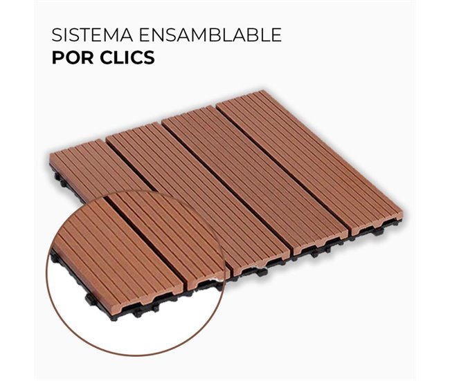 YOEVU - Set de 11 baldosas ensamblables WPC Marron