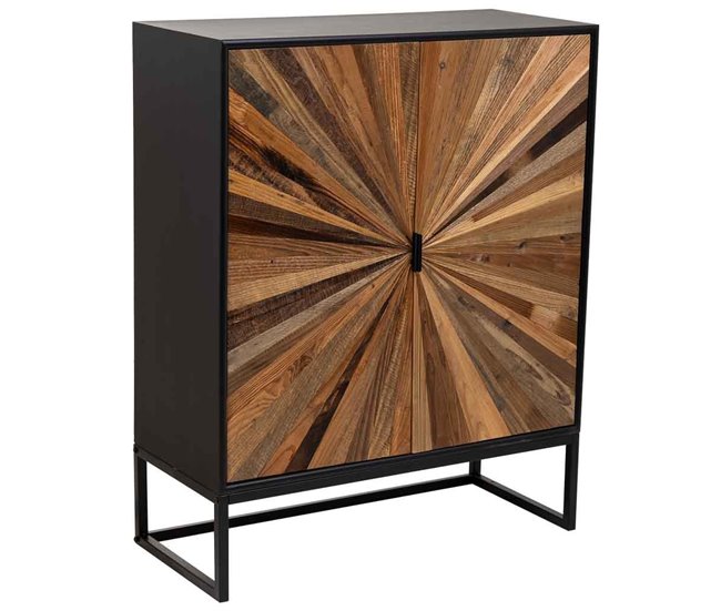 Armario de madera y metal de 2 puertas Negro