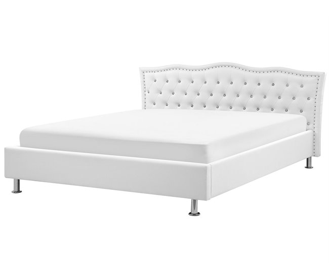 Beliani Cama con somier Piel sintética METZ 209x215 Blanco