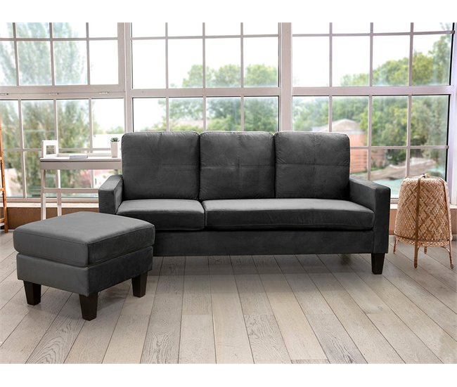 Sofa + Puff Convertible en Chaise Longue New Vika Negro