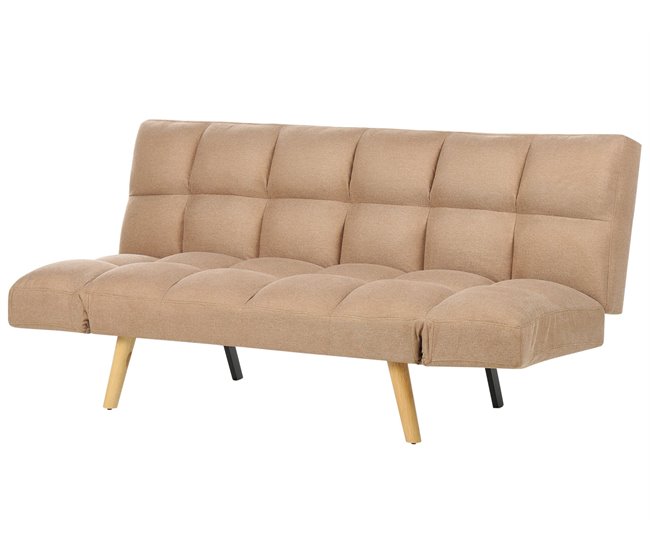 Beliani Sofá de 3 plazas Poliéster INGARO Marron Claro