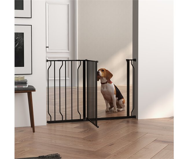 Barrera de Seguridad Acero, ABS PawHut Negro