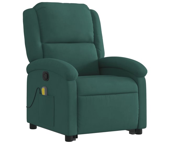 Sillón Reclinable De Masaje Elevable Verde Oscuro