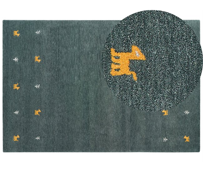 Beliani Alfombra de pelo corto CALTI 200x300 Verde Oscuro