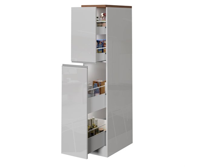 Cozinha com despensa com efeito madeira 30 Blanco