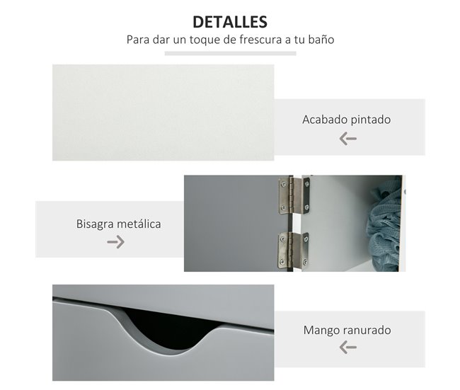 Armario de Baño MDF, Melamina de Madera kleankin, hogar - baño Gris