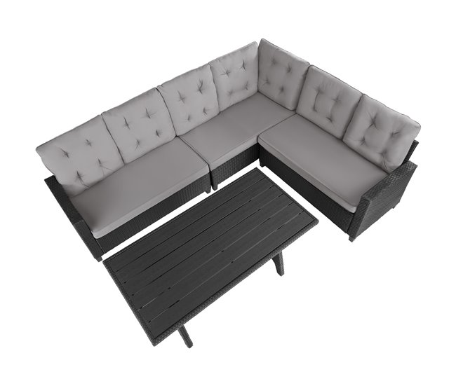 conjunto de ratán Negro/ Gris