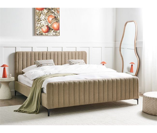 Beliani Cama Bouclé LUNAN 186x215 Gris