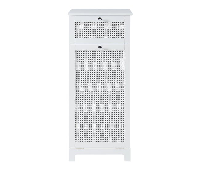 Mueble para ropa sucia Karlsøy con cesto extraíble MDF Blanco