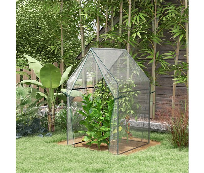 Invernadero de Jardín Acero, PVC Outsunny Transparente