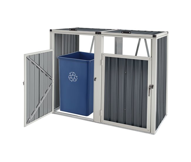 Cobertizo para 2 contenedores de basura acero Tarbek Antracita