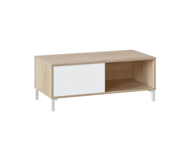 Mesa de café efecto madera 100x50 Blanco/ Madera