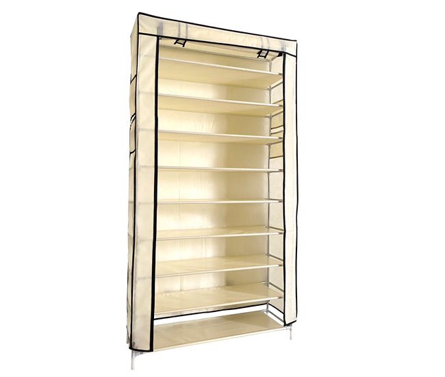 Armario Zapatero Tela con Puerta Cremallera Nyana Home  27 pares 88 Beige