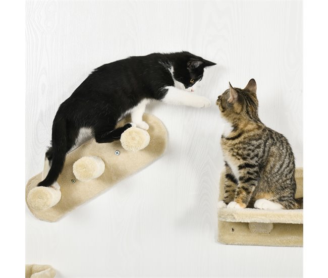 Estantes para Gatos Aglomerado de Madera, Felpa, Sisal PawHut Crudo