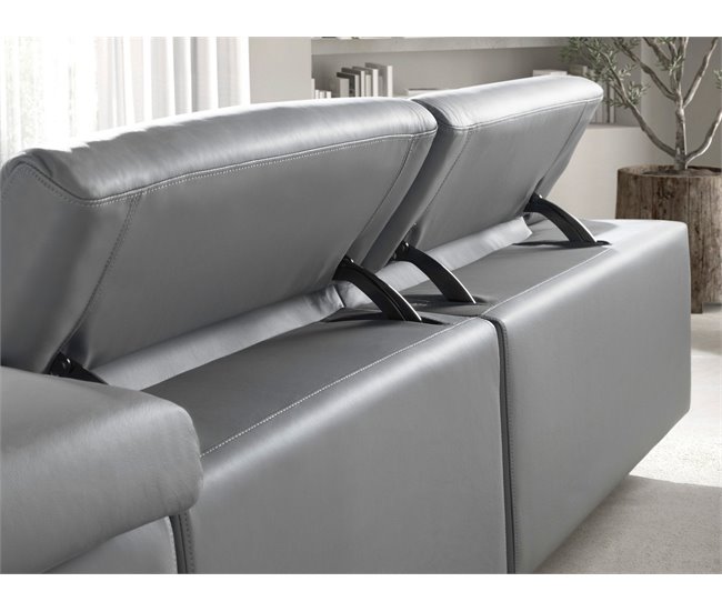ANGEL CERDA Sofá chaise longue relax derecha piel gris Gris