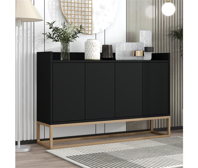 Aparador, 4 puertas, mueble comedor, comedor, sala, cocina 120 Negro
