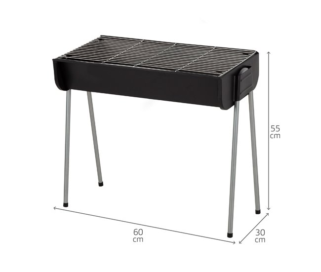 Aktive Barbacoa de carbón de acero con patas fijas Negro