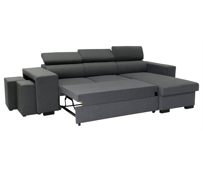 Chaise longue con cama NORWAY reversible 3 plazas gris Gris