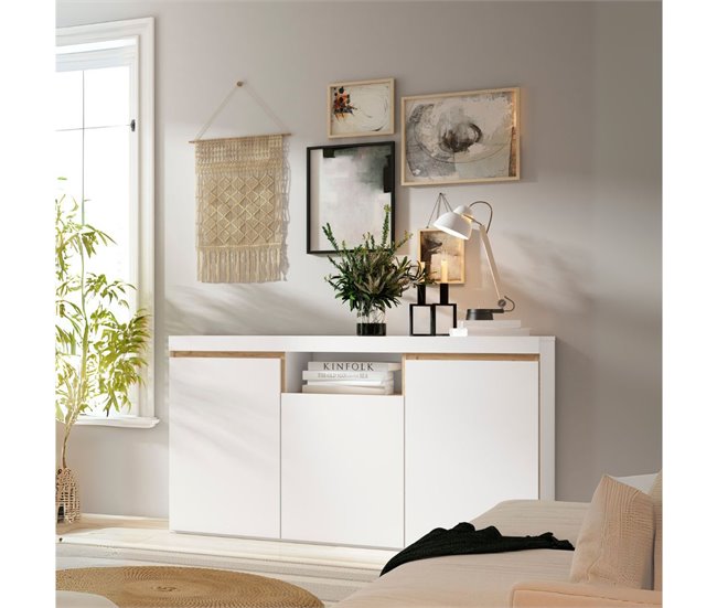 Aparador Elis  puertas + compartimento Blanco