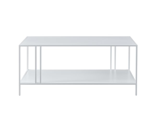 Mesa de centro Kumlinge rectangular con 1 estante metal 110x55 Blanco