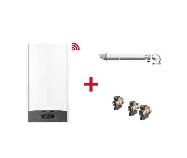 Caldera de condensacion, Clas One WIFI 35, Kit Salida Humos y Kit 3 Grifos Blanco Brillo