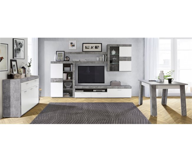 Mueble de salón AKRON Blanco/ Gris
