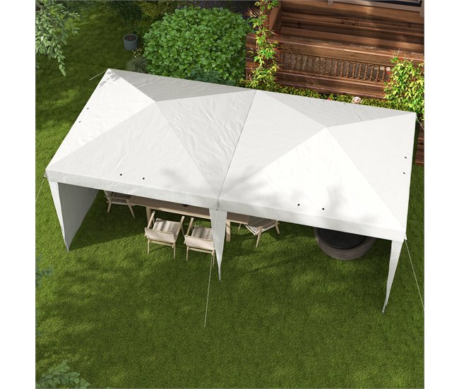 Carpa Plegable Acero, Tela Oxford Outsunny Blanco