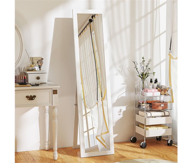 Espejo Cuerpo Entero MDF, Vidrio Templado HOMCOM Blanco