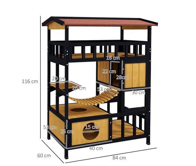 Caseta para Gatos Pino, Madera de Abeto Madera