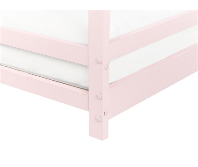 Beliani Cama con somier Madera de pino APPY Rosa Talco