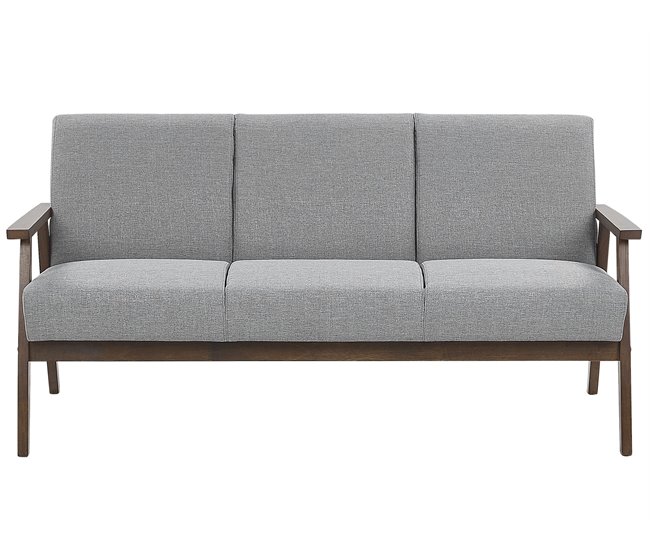 Beliani Sofá de 3 plazas Poliéster ASNES Gris Claro