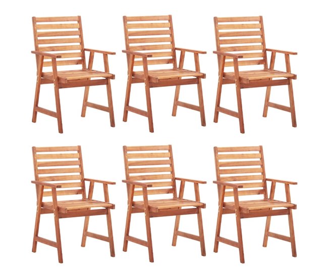 6 Sillas de comedor para jardín de madera con cojines Antracita