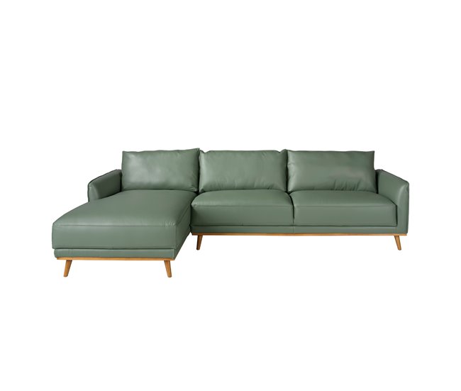 ANGEL CERDÁ Sofá chaise longue izquierda piel Verde