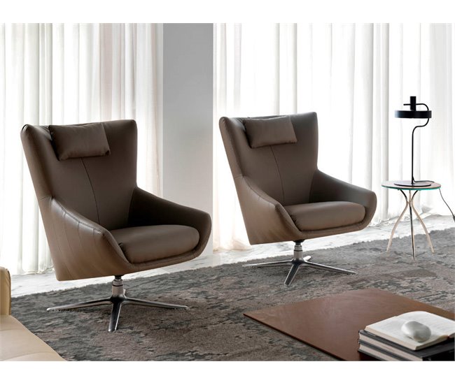 ANGEL CERDA Sillón giratorio polipiel visón Aluminio