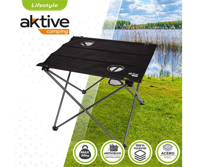 Mesa plegable textil para camping Aktive Negro