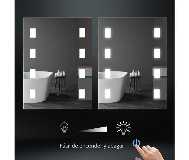 Espejo de Baño Vidrio, Aluminio, LED, Plástico kleankin Plateado