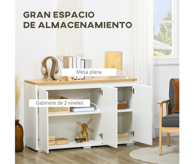 Aparador de Salón Melamina de Madera HOMCOM Blanco