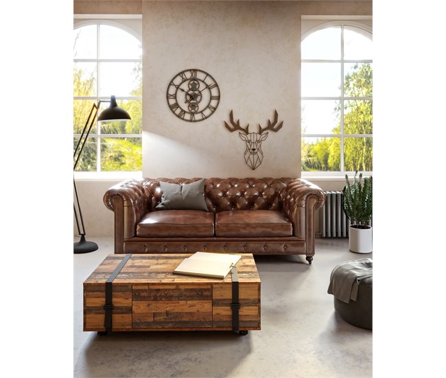 Mesa de centro NELLEKE vintage antiguo 110x35x60cm Marron
