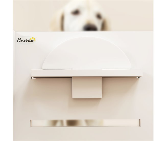 Comedero Perros Elevado MDF, Acero PawHut Blanco