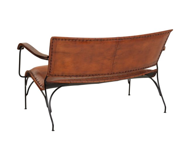 Banco de metal y piel Marron