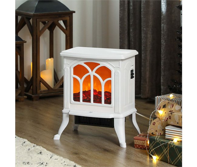 Chimenea Eléctrica Metal, Plástico HOMCOM, hogar - climatización Blanco