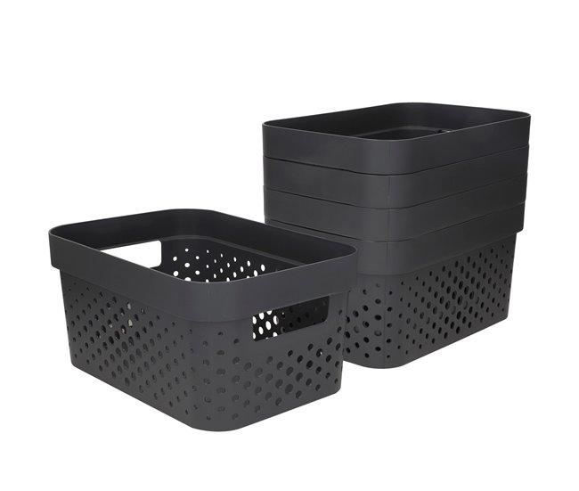 Curver Pack 5 cestas organizadoras Infinity 4,5L Gris