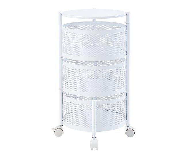 [en.casa] Carrito de cocina Steigen con 3 cestas redondas acero 33 Blanco