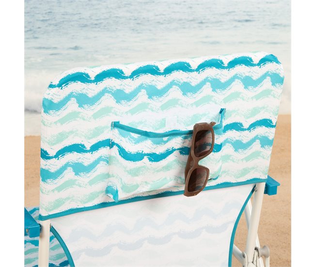 Aktive Silla de playa plegable con respaldo bajo y bolsillo trasero Azul