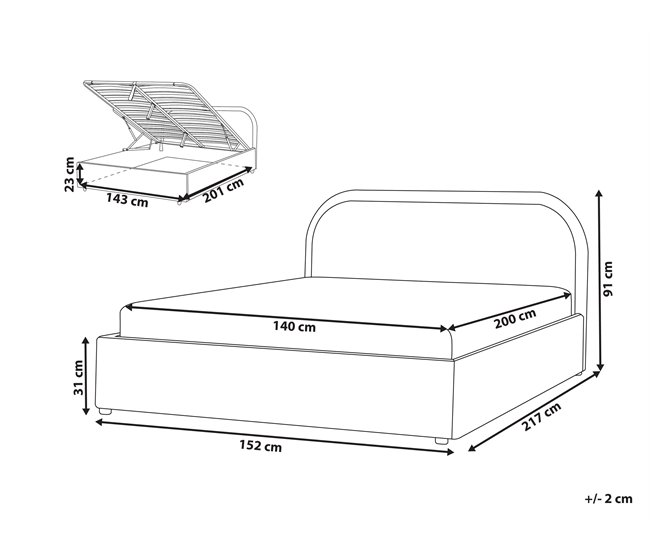 Beliani Cama con almacenaje Bouclé QUILLIEN 152x217 Beige